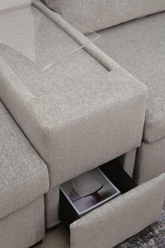 ModMax Luxe 5-Piece Double Chaise Sectional with Storage Consoles