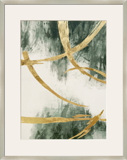 Golden Strokes I Hand-Embellished Canvas Framed Under Acrylic