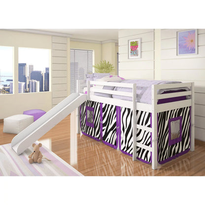 Cama tipo loft doble con tobogán