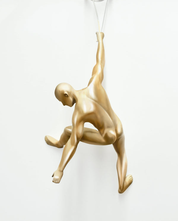 Dynamic Gold Climbing Figure Sculpture Painted Resin Sculpture