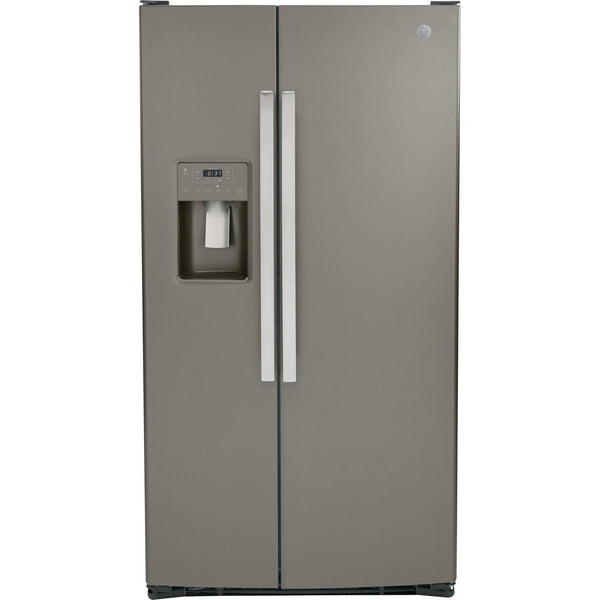 GE 36-inch, 25.3 cu. ft. Side-by-Side Refrigerator with Water and Ice Dispenser GSS25GMPES