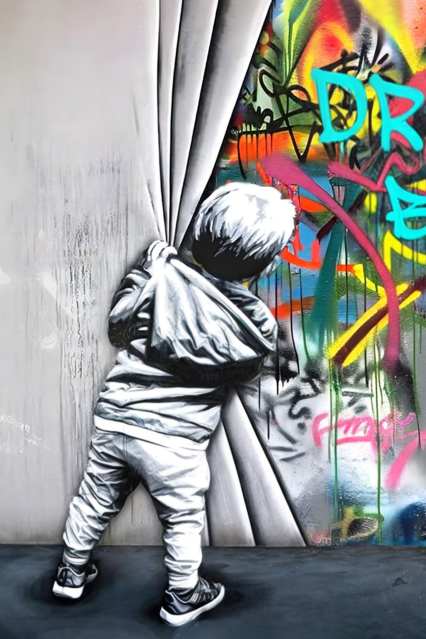 ''Pull it Back'' Hand-painted Gloss Canvas