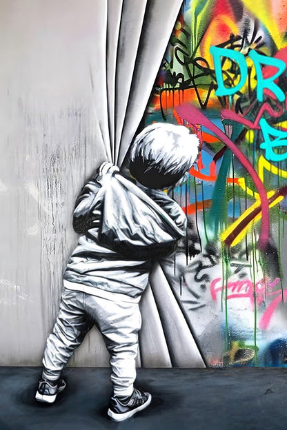 ''Pull it Back'' Hand-painted Gloss Canvas