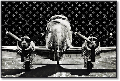 ''Vintage Airplane Art'' Gloss in Frame