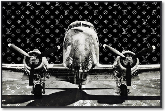 ''Vintage Airplane Art'' Gloss in Frame