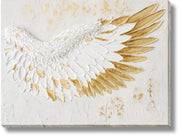 ''Gilded Ascension Textured Wing'' Hand-painted 3D Canvas