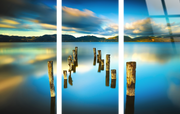 Serene Reflection Tempered Glass Triptych w/Foil