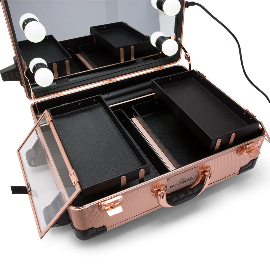 SlayCase® XLS Vanity Travel Case with Stand in Rose Gold Bling