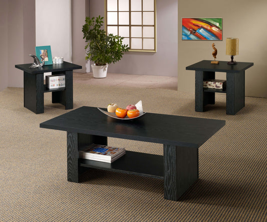 Rodez Engineered Wood Coffee Table Set Black Oak