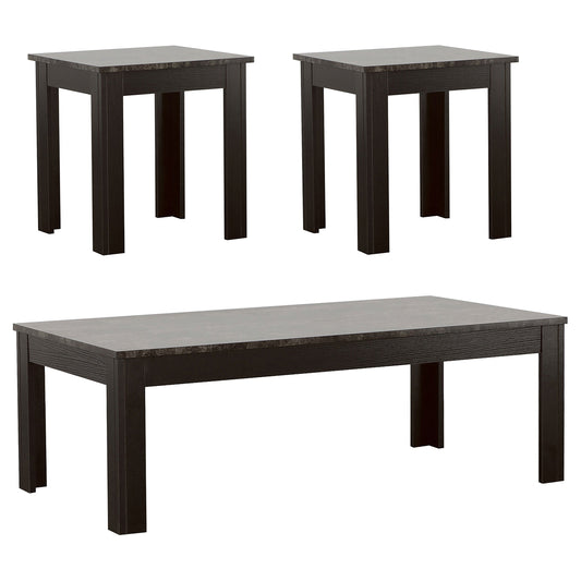 Rhodes Faux Marble Top Coffee Table Set Brown