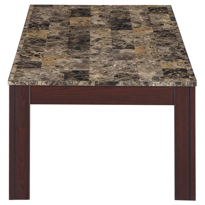 Rhodes Faux Marble Top Coffee Table Set Brown