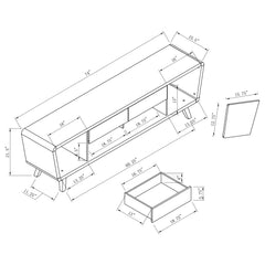 Mueble para TV Alvin de 74 pulgadas, de madera de ingeniería y dos puertas, color nogal oscuro