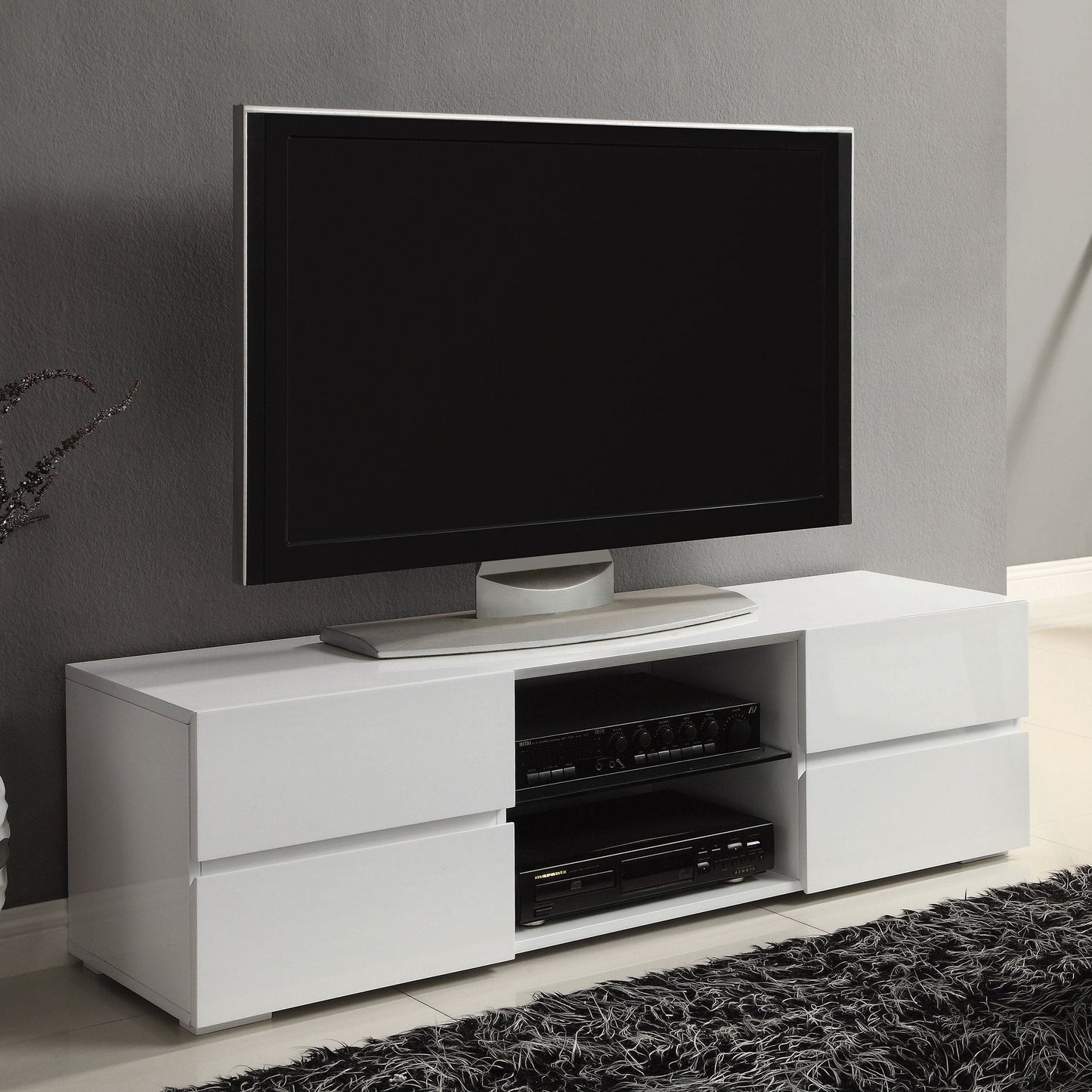 Galvin 4-drawer Wood 55-inch TV Stand White High Gloss