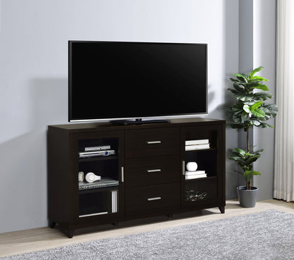 Mueble para TV Lewes de 60 pulgadas, madera de ingeniería de dos puertas, color capuchino