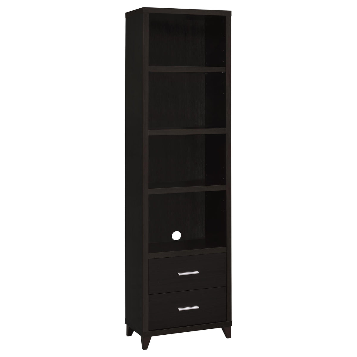 Torre multimedia Laughlin de 3 estantes de madera de ingeniería, pino oscuro