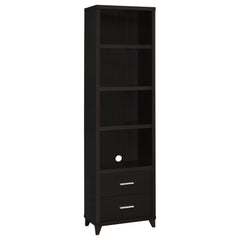 Torre multimedia Laughlin de 3 estantes de madera de ingeniería, pino oscuro
