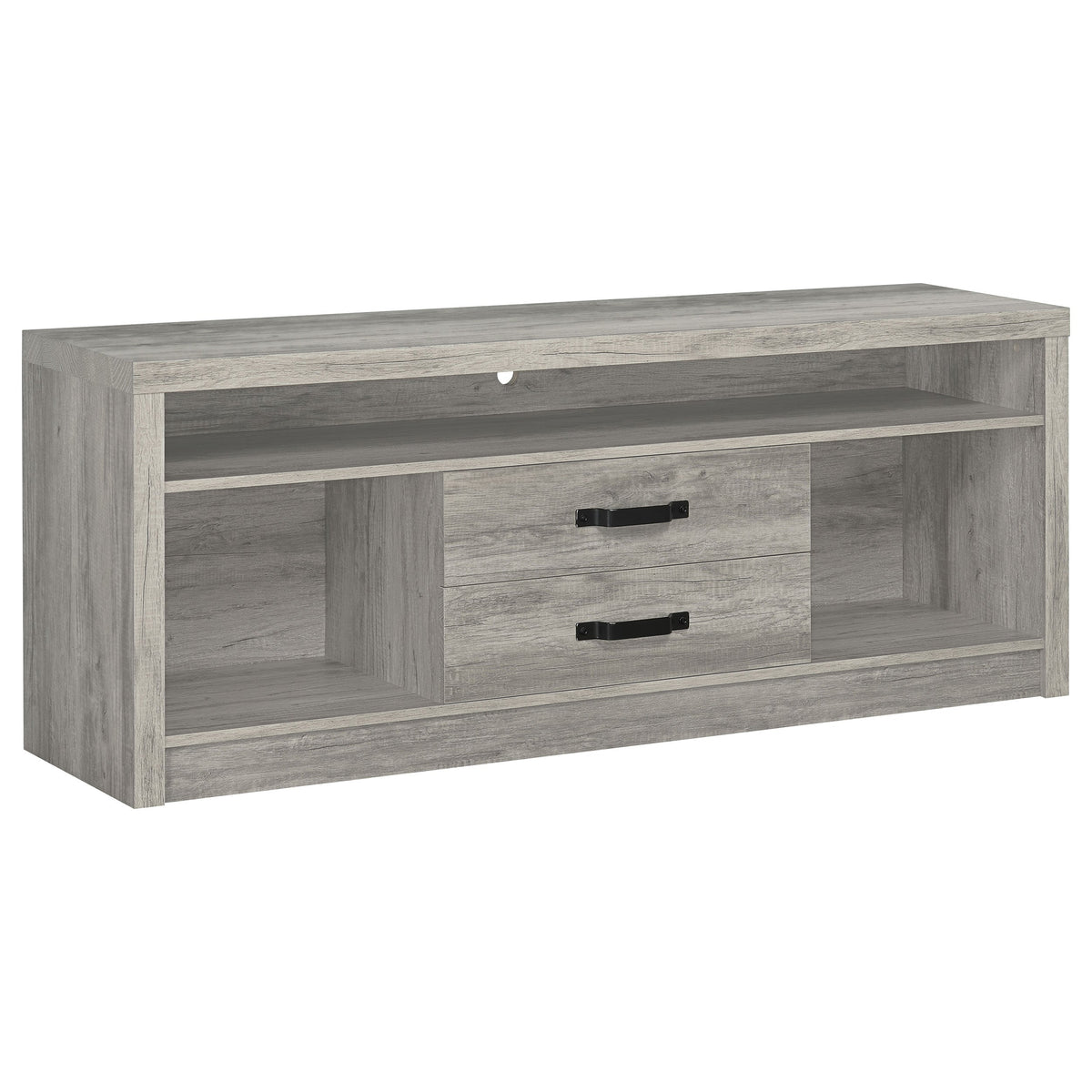Mueble de TV Burke de 2 puertas de madera de ingeniería, color gris Driftwood