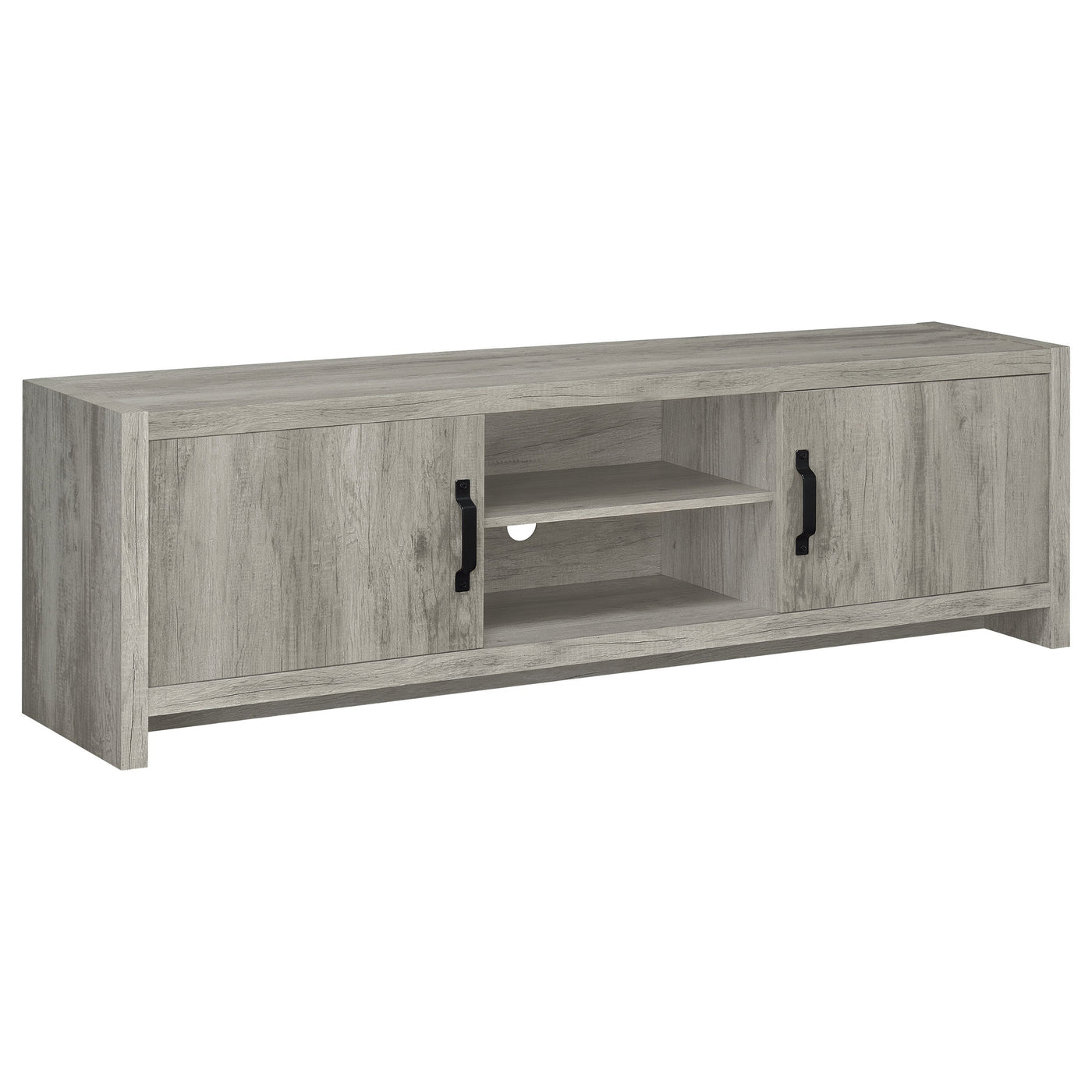 Mueble de TV Burke de 2 puertas de madera de ingeniería, color gris Driftwood