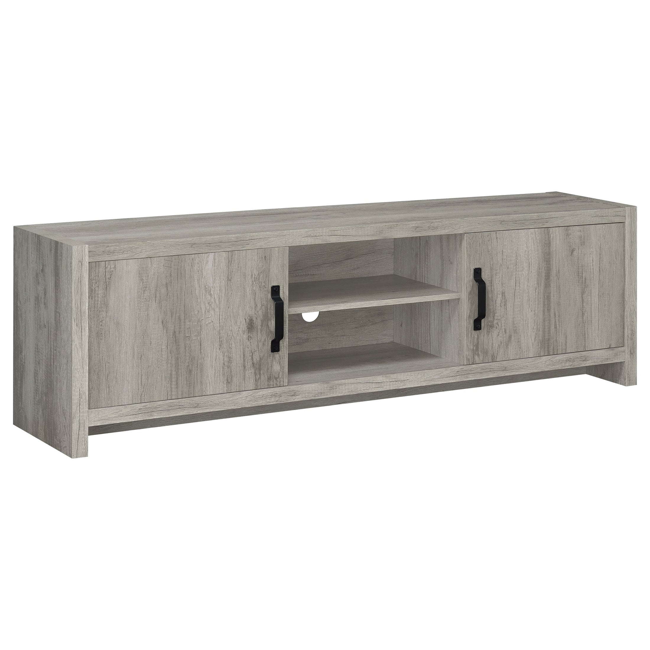 Mueble de TV Burke de 2 puertas de madera de ingeniería, color gris Driftwood