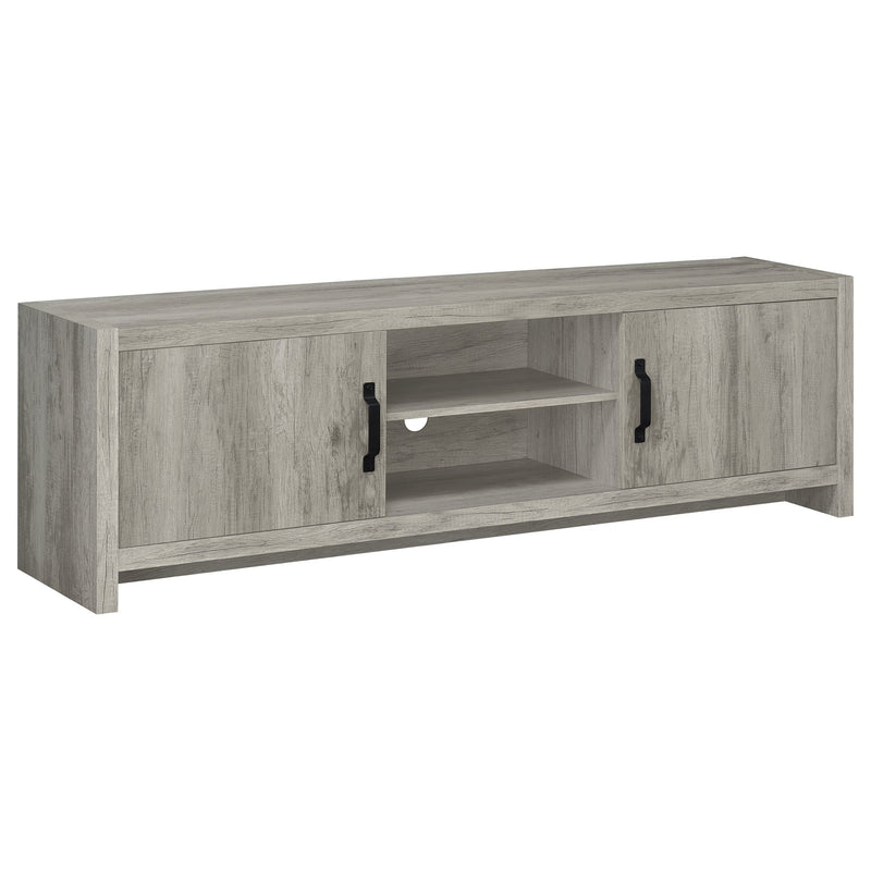 Mueble de TV Burke de 2 puertas de madera de ingeniería, color gris Driftwood