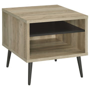 Mesa auxiliar de madera de ingeniería cuadrada galesa de pino envejecido