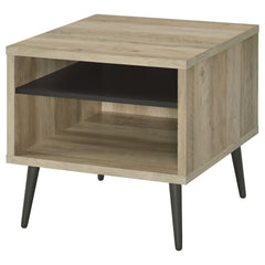 Mesa auxiliar de madera de ingeniería cuadrada galesa de pino envejecido