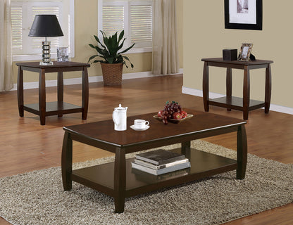 Dixon Rectangular Wood Coffee Table Set Espresso