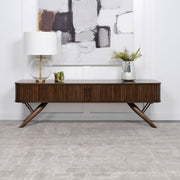 Mueble para TV Valna Wood de 71 pulgadas con puertas corredizas en nogal