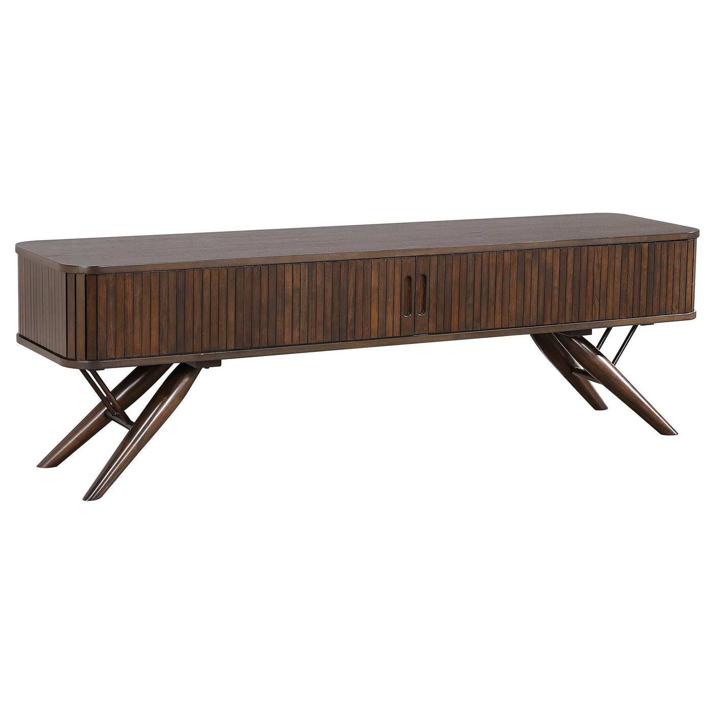 Mueble para TV Valna Wood de 71 pulgadas con puertas corredizas en nogal