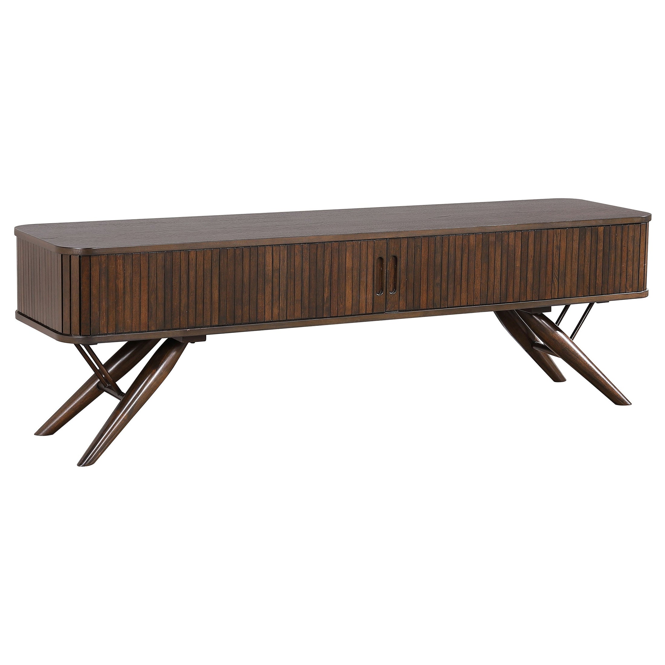 Mueble para TV Valna Wood de 71 pulgadas con puertas corredizas en nogal