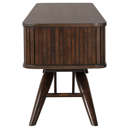 Mueble para TV Valna Wood de 71 pulgadas con puertas corredizas en nogal