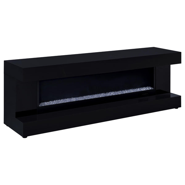 Mallory TV Stand Fireplace Console Bluetooth Speaker Black High Gloss