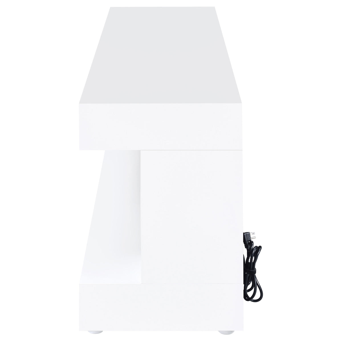 Mallory TV Stand Fireplace Console Bluetooth Speaker White High Gloss