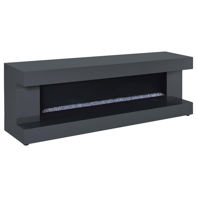 Mallory TV Stand Fireplace Console Bluetooth Speaker Grey High Gloss