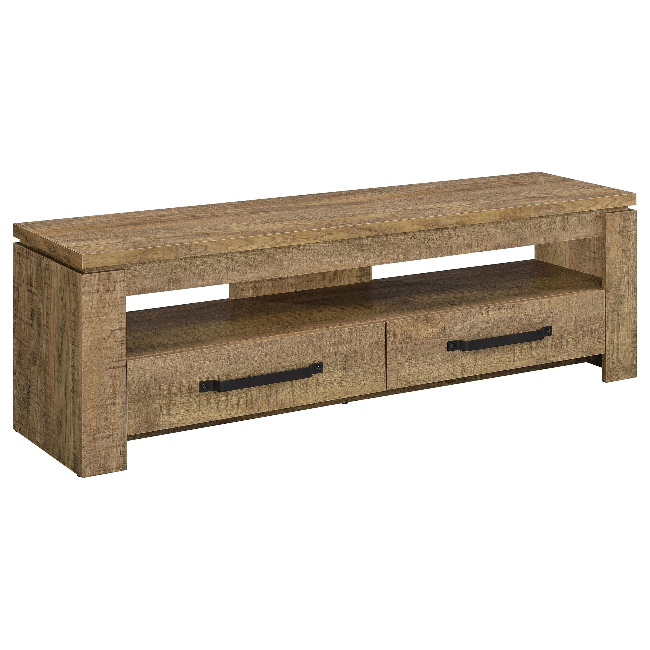 Mueble para TV Elkton de 59 pulgadas, madera de ingeniería, con 2 cajones, color mango