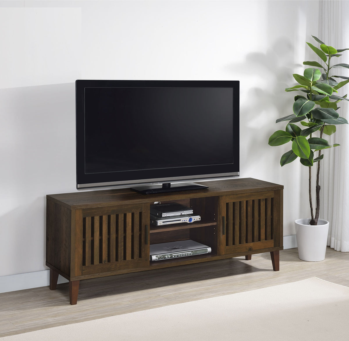 Mueble para TV Sedona de 2 puertas de madera de ingeniería de 60 pulgadas en pino oscuro