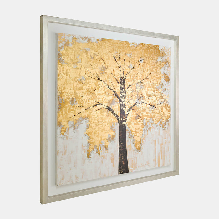 Hand Painted Autumn Gold Leaf Tree