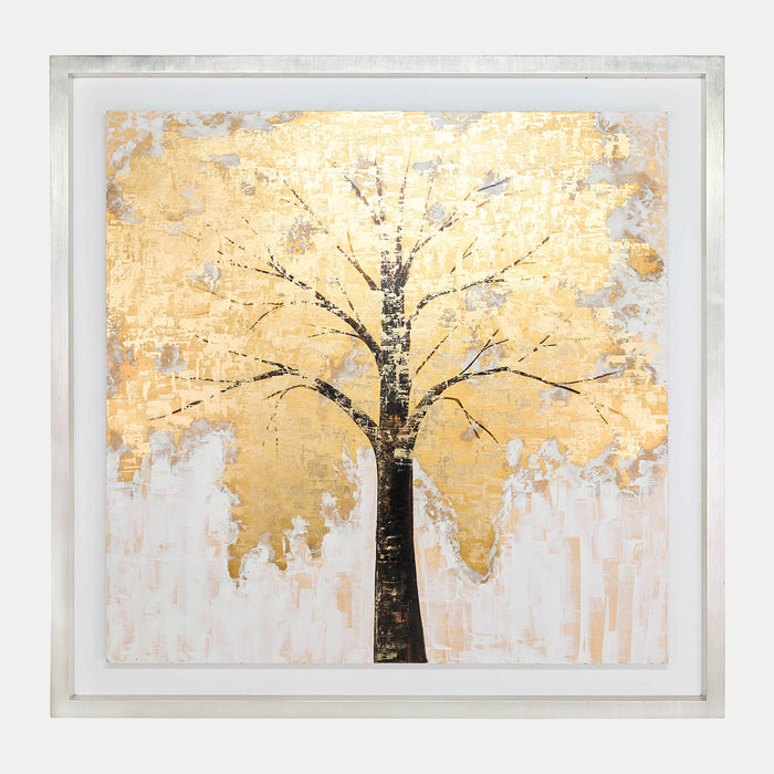 Hand Painted Autumn Gold Leaf Tree