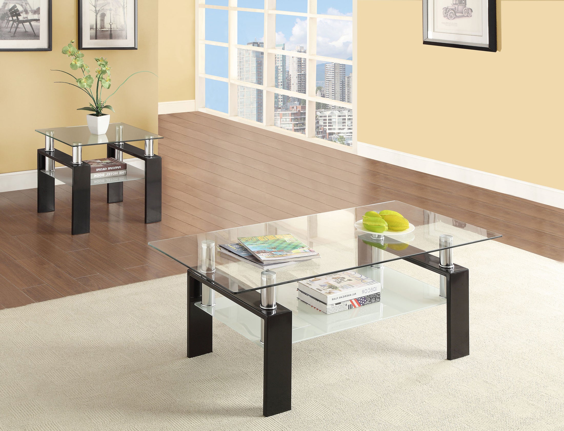 Dyer Rectangular Coffee and End Table Set Black