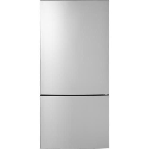 GE 32-inch, 17.7 cu.ft. Counter-Depth Bottom Freezer Refrigerator with LED Lighting GBE17HYRFS