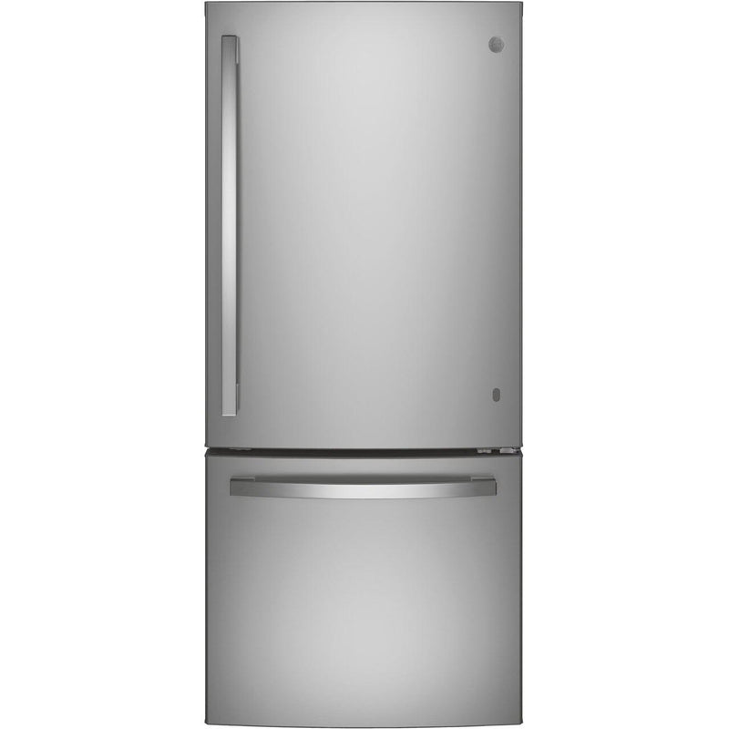 GE 30-inch, 21 cu.ft. Freestanding Bottom Freezer Refrigerator with Interior Ice Maker GDE21EYKFS