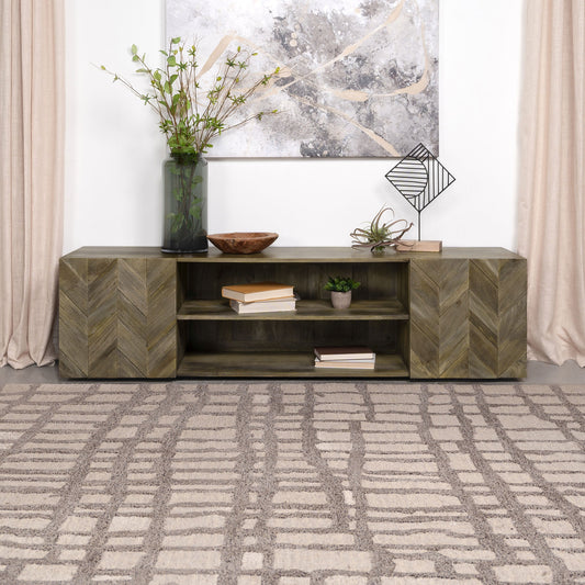 Keese - Mueble para TV de madera con 2 puertas y 70 pulgadas, consola multimedia, color marrón mango