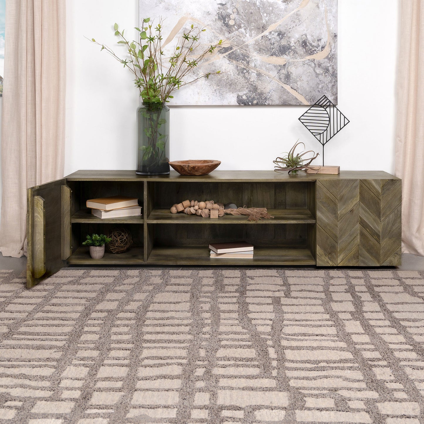 Keese - Mueble para TV de madera con 2 puertas y 70 pulgadas, consola multimedia, color marrón mango