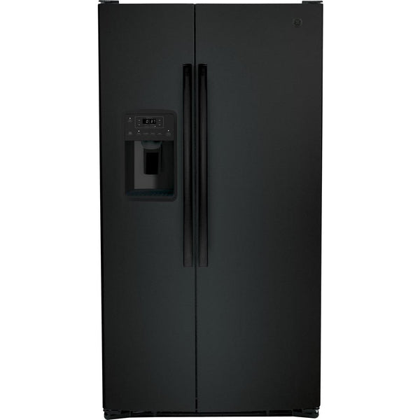 GE 36-inch 25.3 cu.ft. Freestanding Side-by-Side Refrigerator with LED Lighting GSE25GGPBB