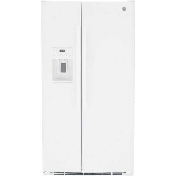 GE 36-inch 25.3 cu.ft. Freestanding Side-by-Side Refrigerator with LED Lighting GSE25GGPWW
