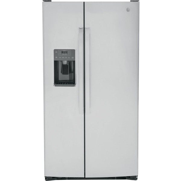 GE 36-inch 25.3 cu.ft. Freestanding Side-by-Side Refrigerator with LED Lighting GSE25GYPFS