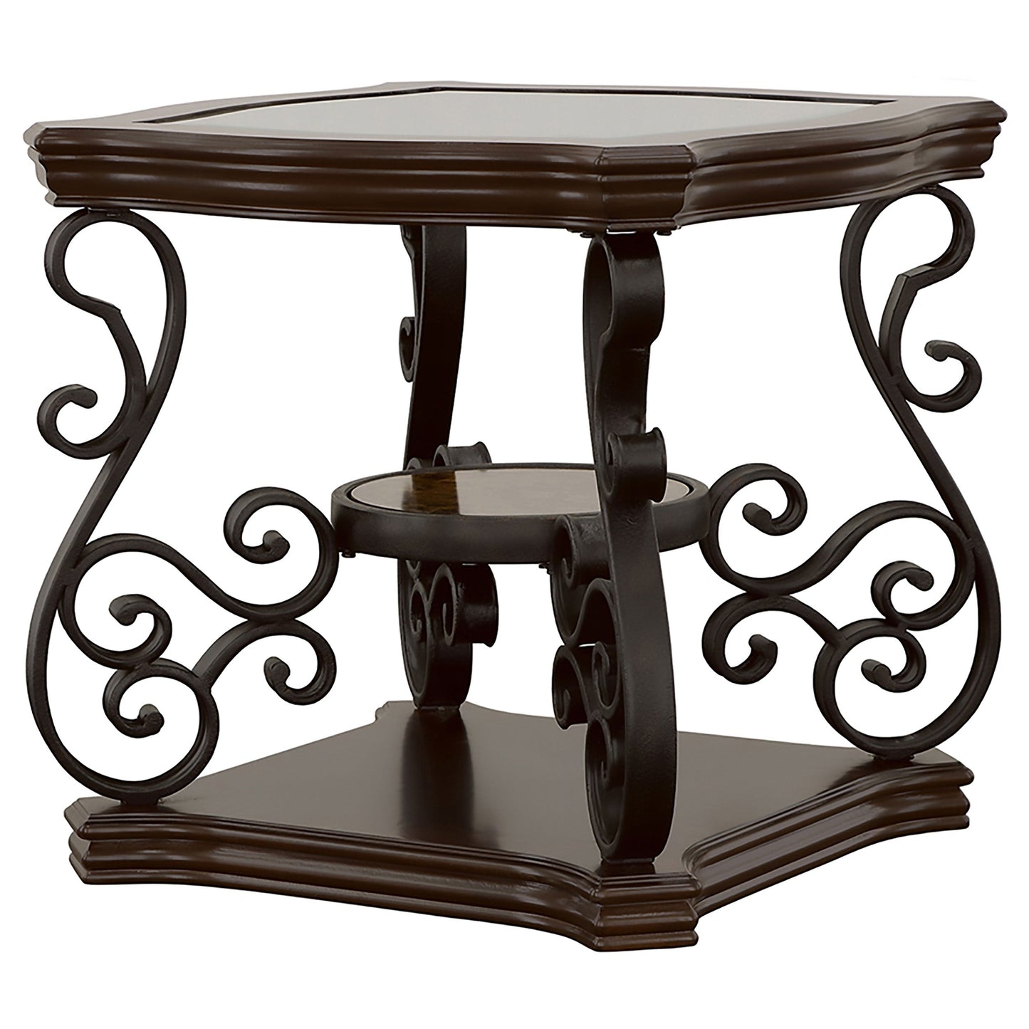 Laney 1-shelf Glass Top Rectangular End Table Deep Merlot
