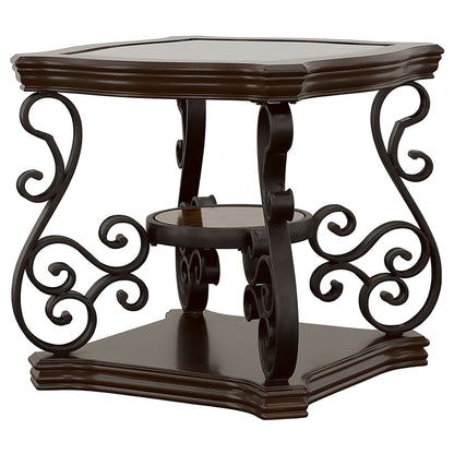 Laney 1-shelf Glass Top Rectangular End Table Deep Merlot