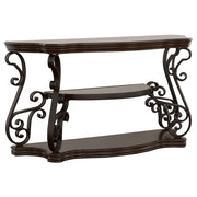 Consola de sofá para entrada Laney Scrollwork en color merlot oscuro