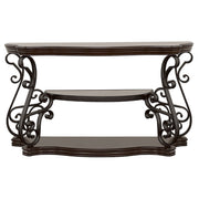 Consola de sofá para entrada Laney Scrollwork en color merlot oscuro